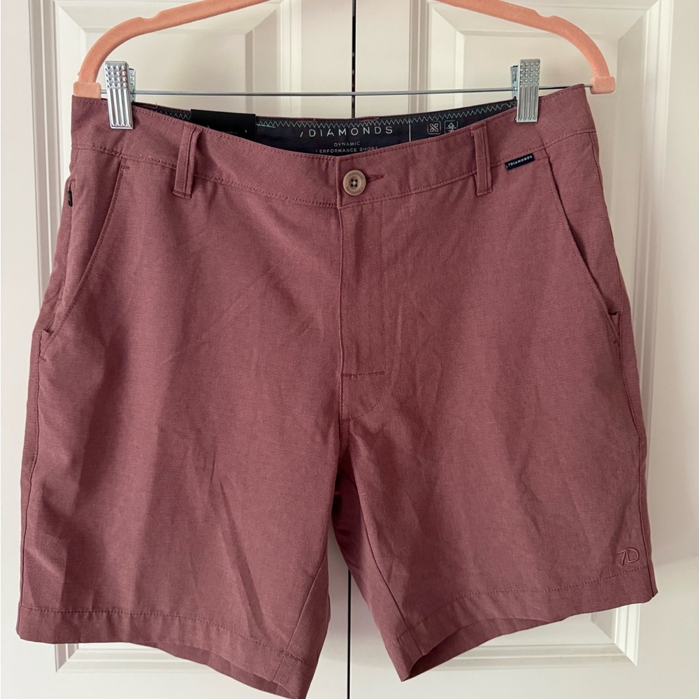7 Diamonds Men's Burgundy Flat Front Shorts